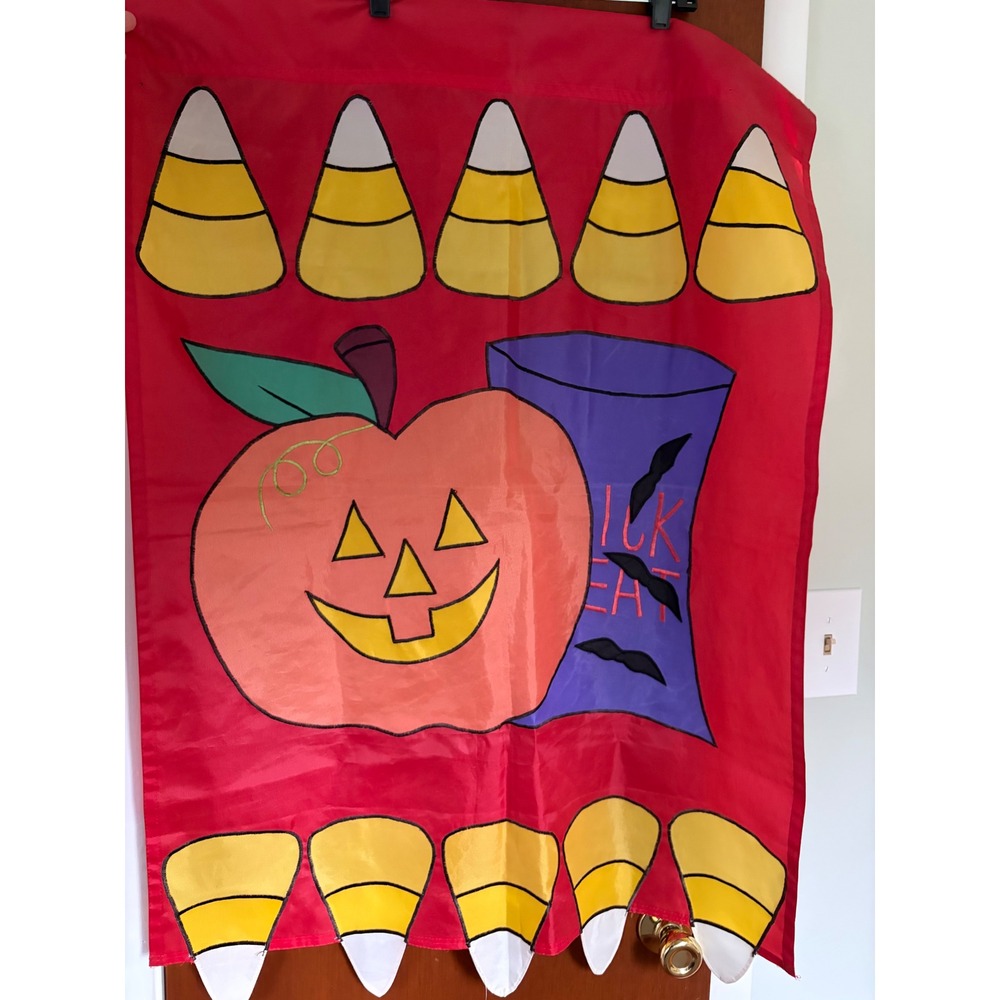 Vintage 90's Halloween Flag Pumpkin Candy Corn